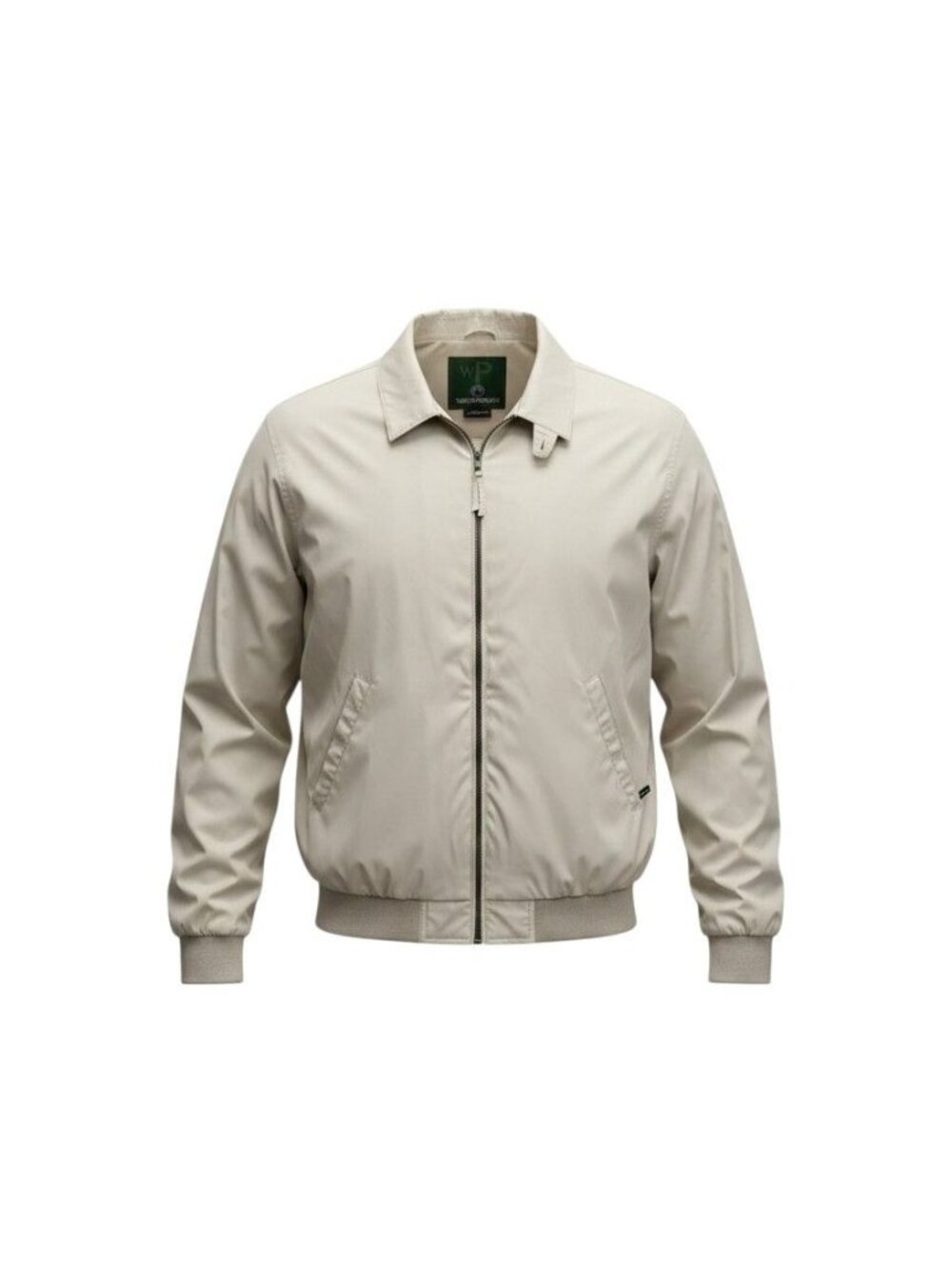 Weatherproof Mens Beige Full-Zip Windbreaker Jacket Ribbed Cuffs & Hem 2XLT